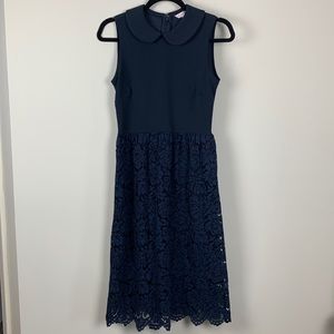 Nanette Lepore Peter Pan Collar Blue Lace Sleeveless Dress Size 4